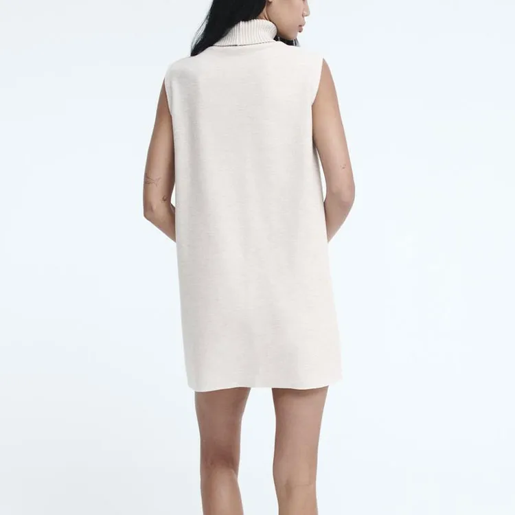 ZARA Sleeveless Dress Women's Zebra Print Beige-2