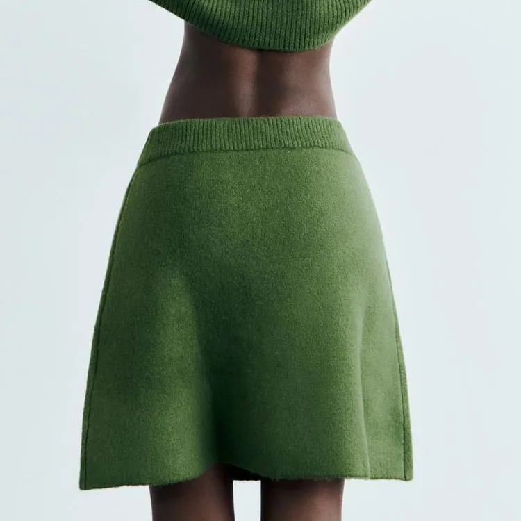 ZARA Casual Short Skirts Women's Green-3