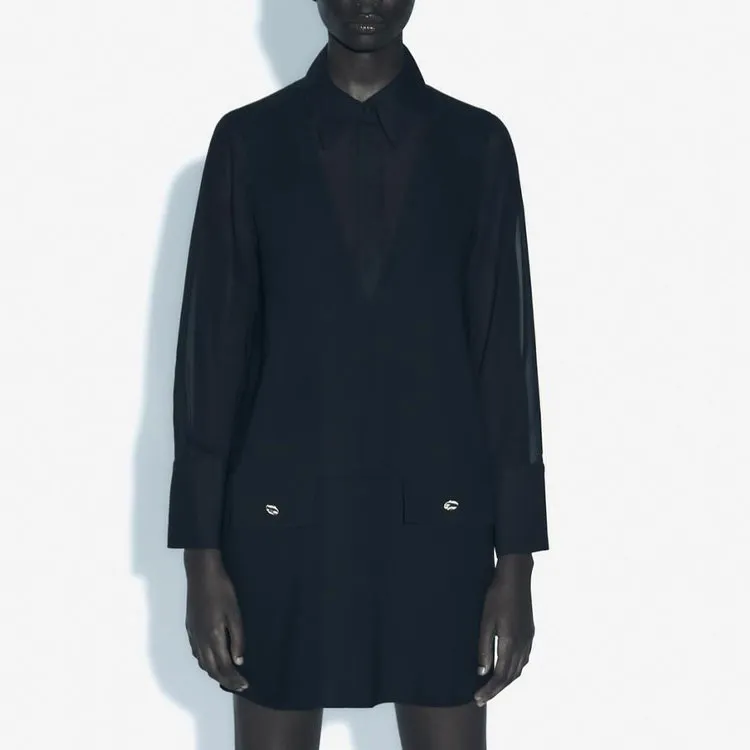 ZARA Long Sleeved Dress Women's Black-2