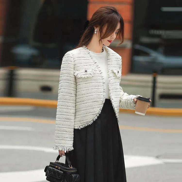 Emodues Cropped Coats Women's White-2