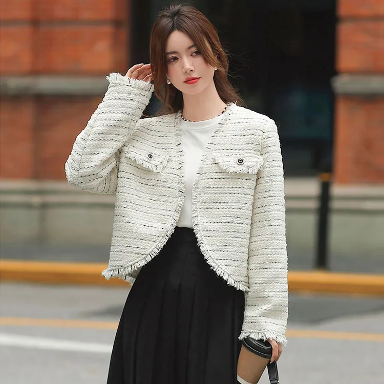 Emodues Cropped Coats Women's White-1