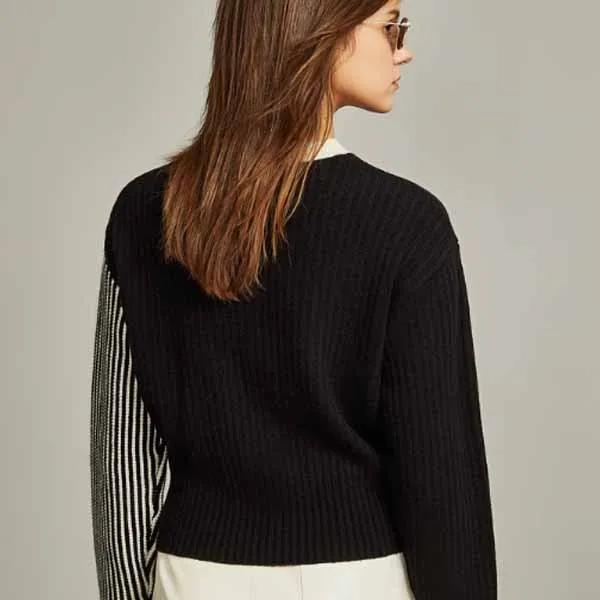 ELLE Sweaters Women's Black White-3