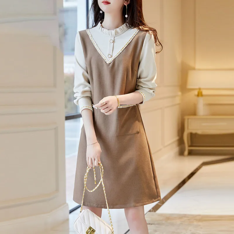 Dme Long Sleeved Dresses Women's Light Coffee-4