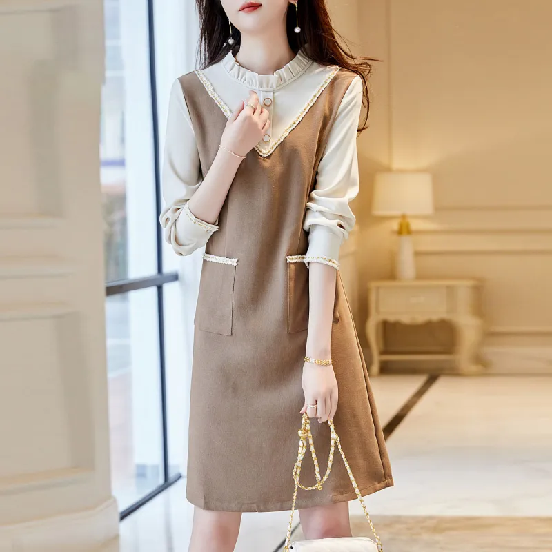 Dme Long Sleeved Dresses Women's Light Coffee-2