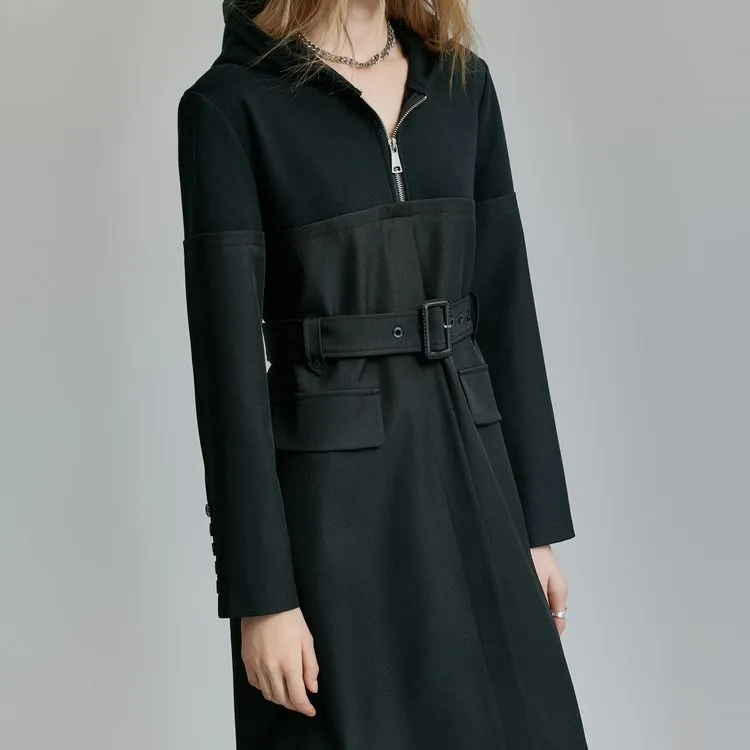 ELLE Long Sleeved Dresses Spring Women's Black-3