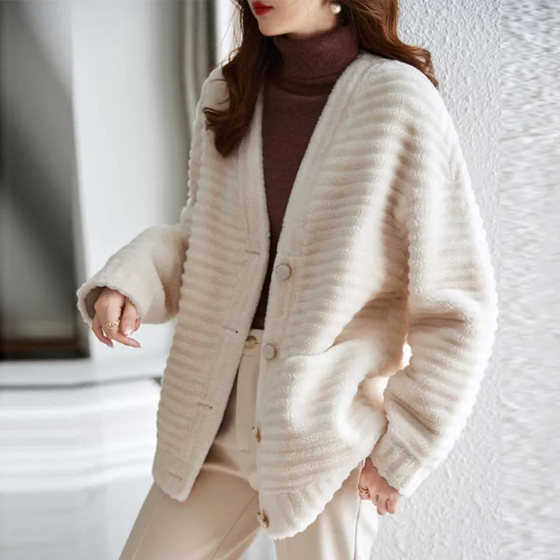 【dme】 Velvet feel Coat Women's Ecru-2