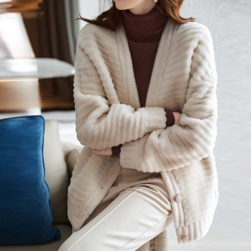 【dme】 Velvet feel Coat Women's Ecru-1