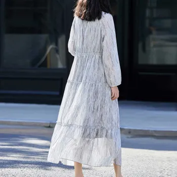 Demana Long-Sleeved Dresses Women's Light Gray