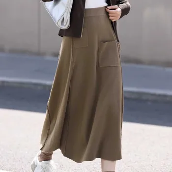Demana Casual Long Skirts Women's Light Coffee
