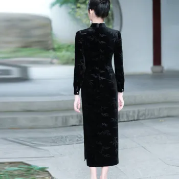 Red Colored Clothes Cheongsam Women's Black