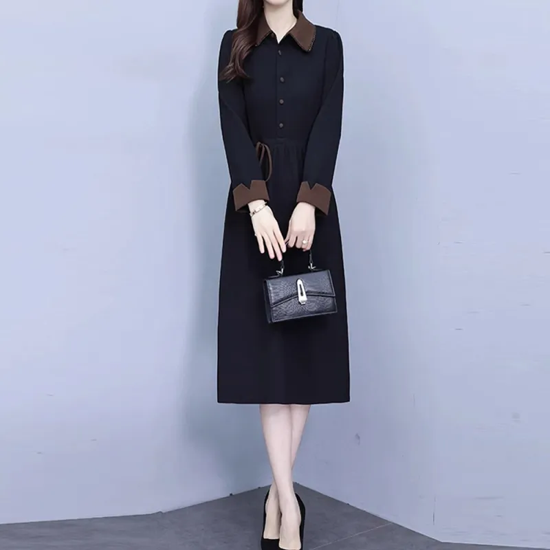 Mapping Long Sleeved Dresses Women's Black-1