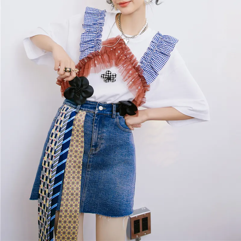 LCEVHZ'S Denim Short Skirts Women's Denim Blue-1