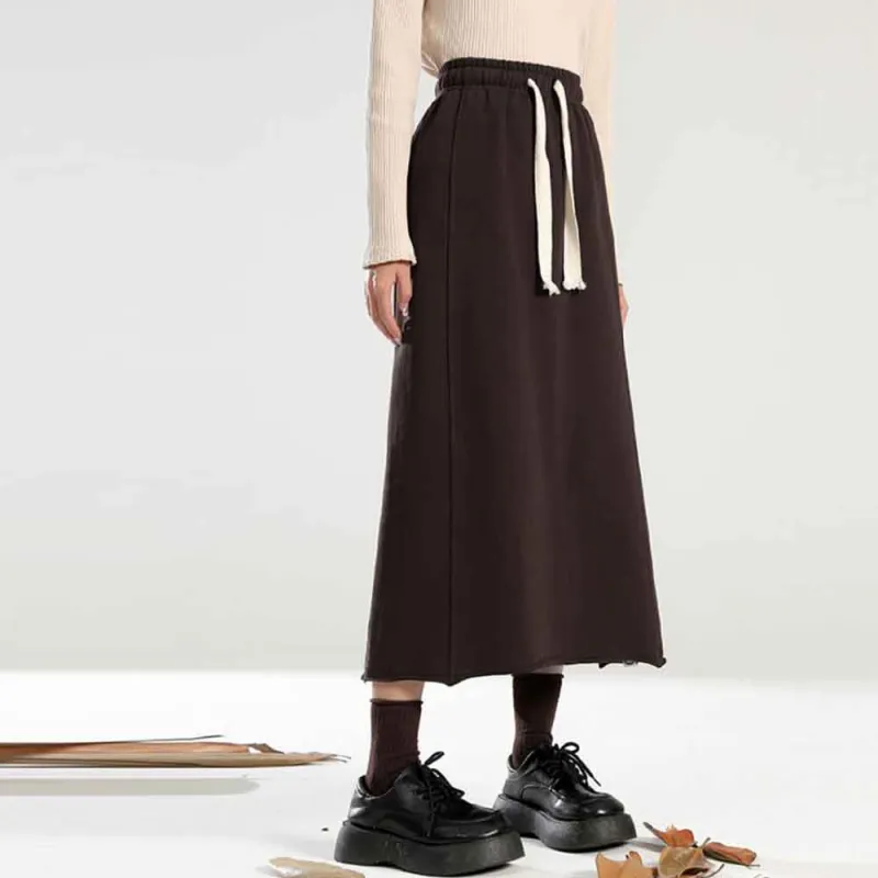 B.Duck Casual Long Skirts Women's Black Brown-2