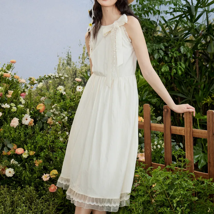 ZIHAN Sleeveless Dress Women's Beige Gold-2
