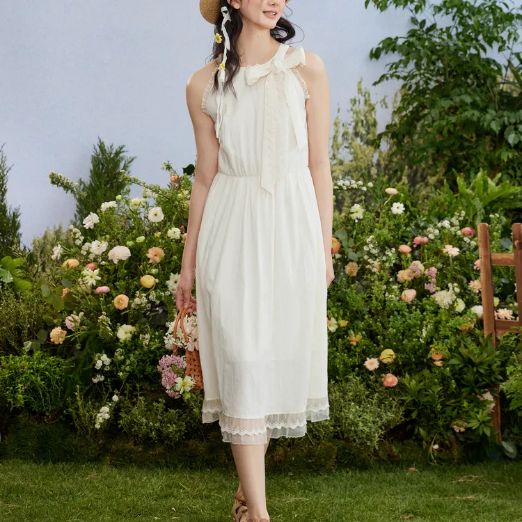 ZIHAN Sleeveless Dress Women's Beige Gold-3
