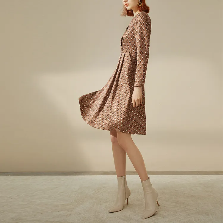 FINITY Long Sleeved Dresses Women's Caramel-3