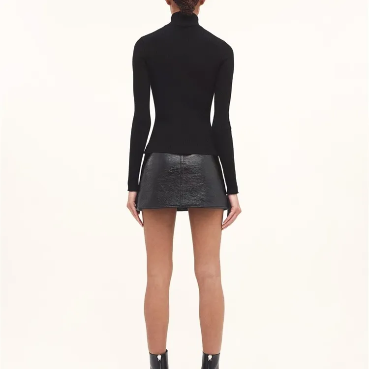 COURREGES Mockneck Rib Knit Sweater 'Black'-2