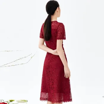 GIORZIO Short Sleeved Dresses Women's Burgundy