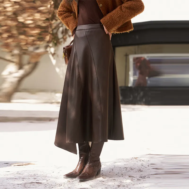 MISHOW Casual Long Skirt Women's Pine Coffee-2