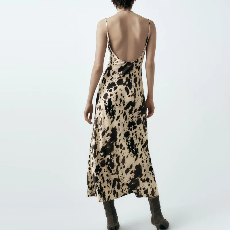 ZARA Slip Dresses Women's Black/Nude-4