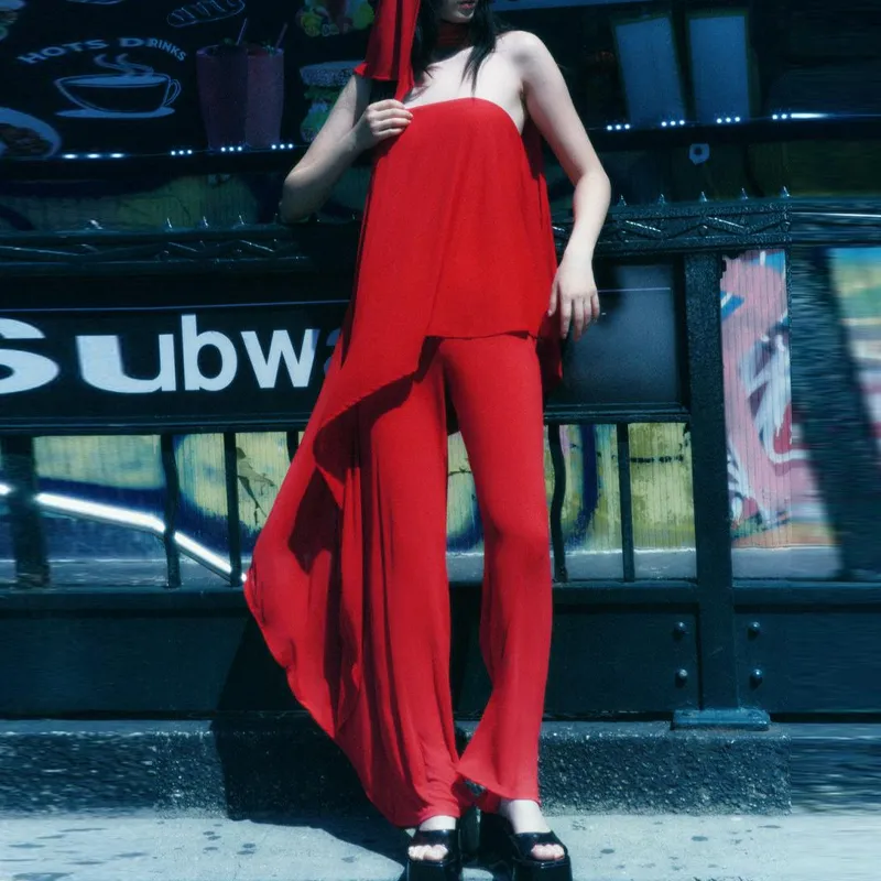 ZARA Jumpsuits Women's Red-4