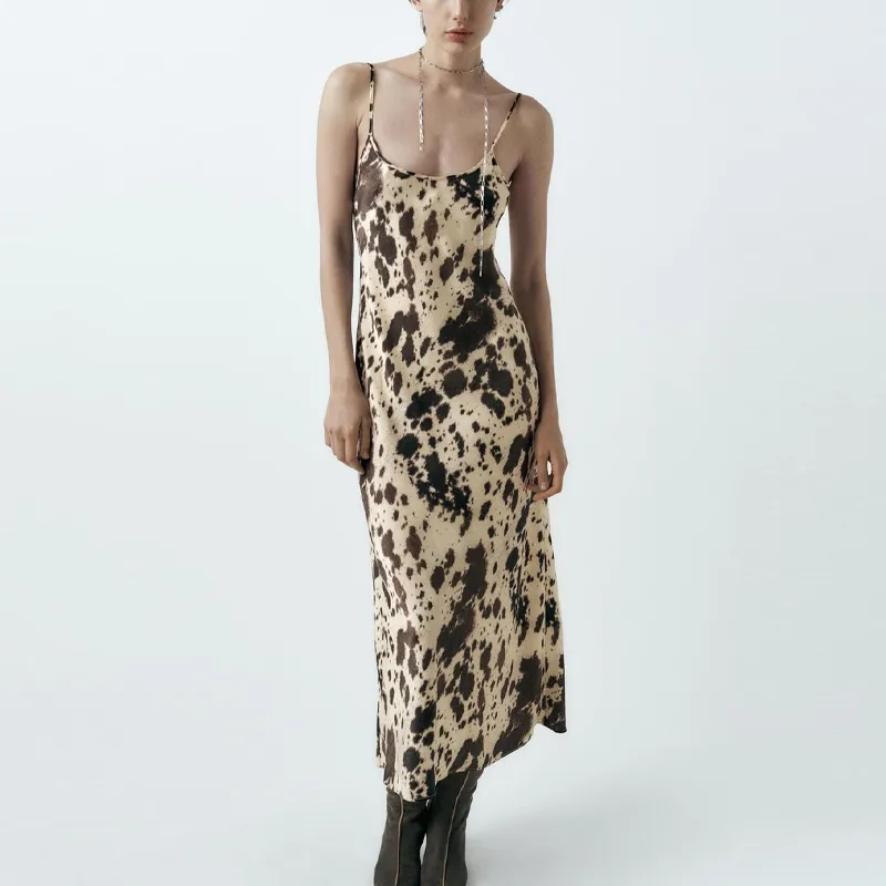 ZARA Slip Dresses Women's Black/Nude-3