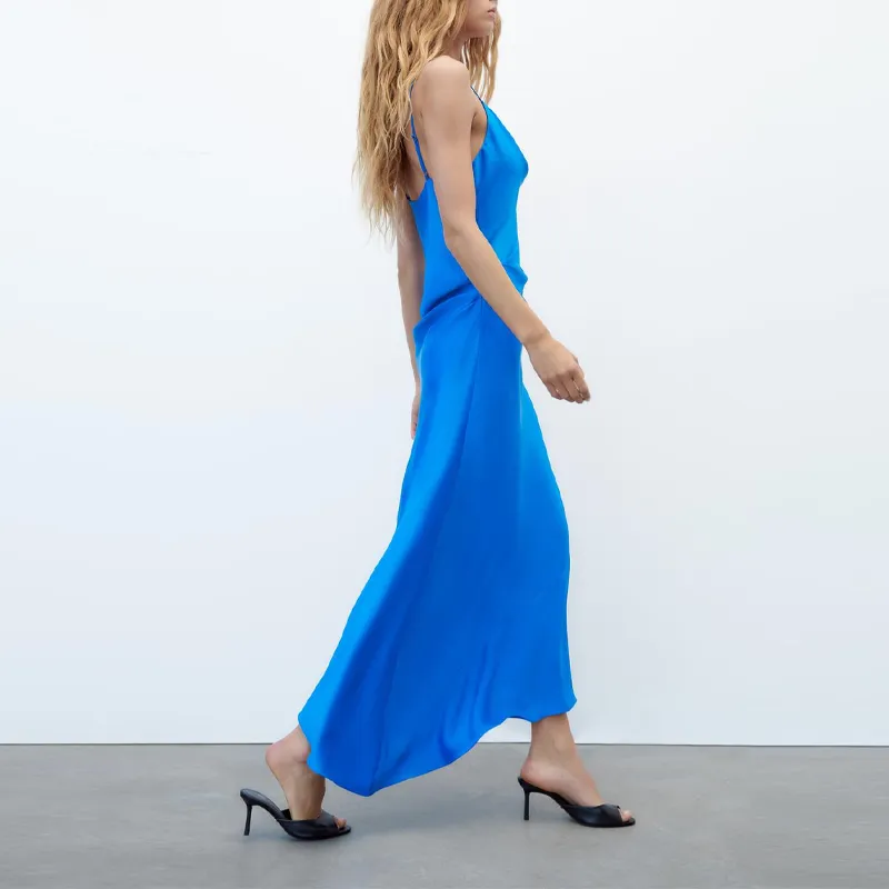 ZARA Slip Dresses Women's Dark Blue-3
