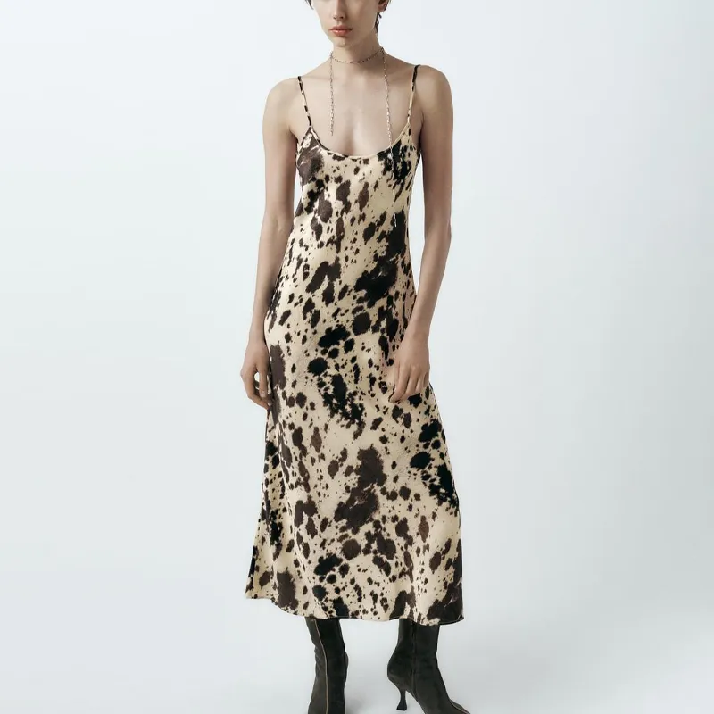 ZARA Slip Dresses Women's Black/Nude-2