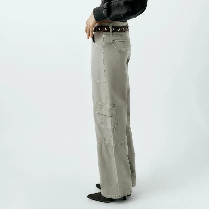 ZARA Cargo Pants Women's Light Khaki-2