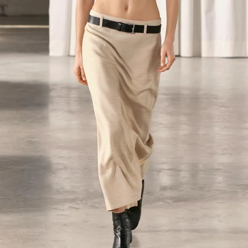 ZARA Casual Long Skirt Women's Sand-2