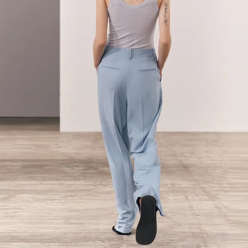 ZARA Suit Trouser Women's Light Blue-4