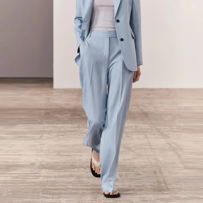 ZARA Suit Trouser Women's Light Blue-2