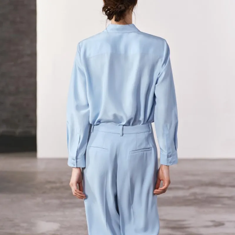 ZARA ZW Series Shirts Women's Blue-3