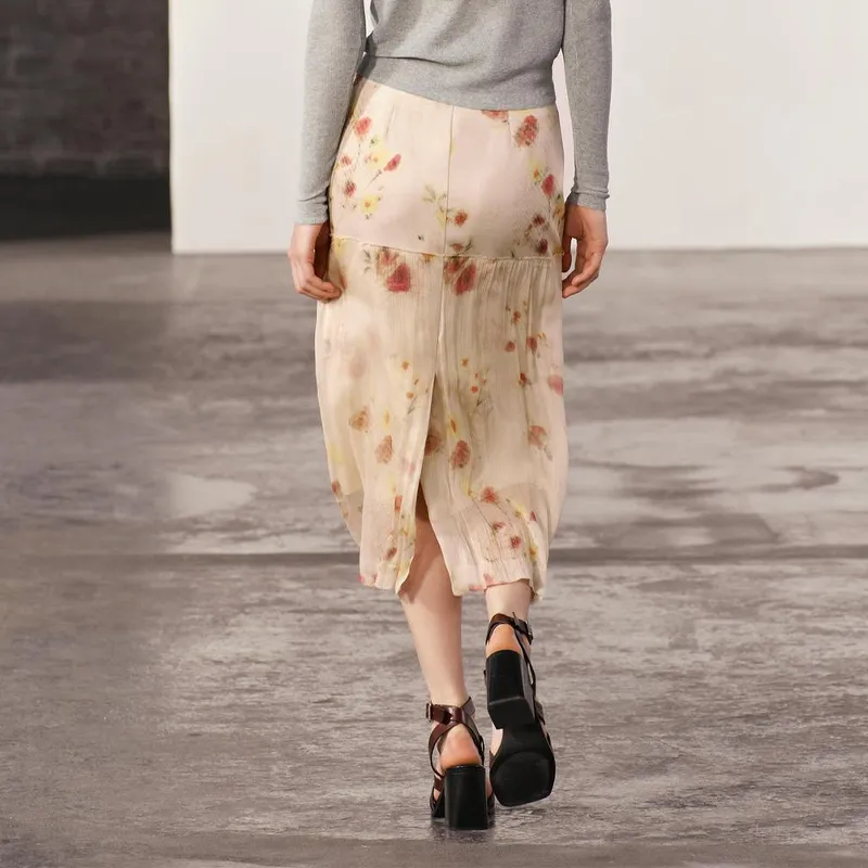 ZARA Casual Long Skirts Women's Pink-3