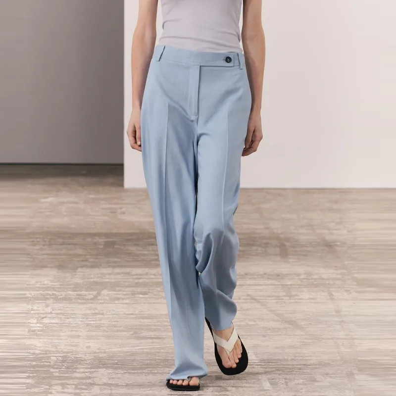 ZARA Suit Trouser Women's Light Blue-3