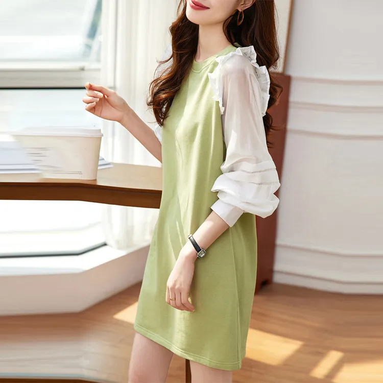 【dme】 Long Sleeved Dresses Women's Avocado Green-3