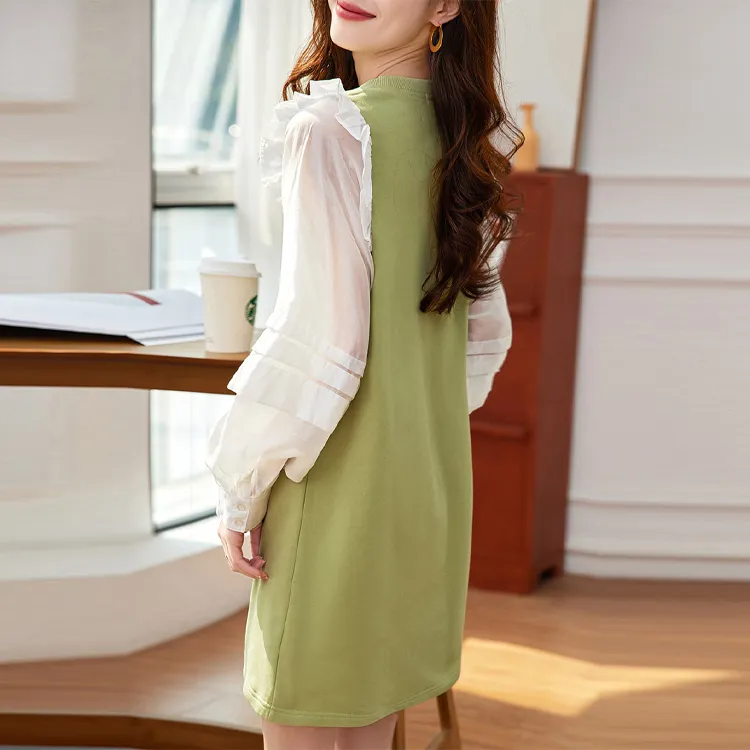 【dme】 Long Sleeved Dresses Women's Avocado Green-2