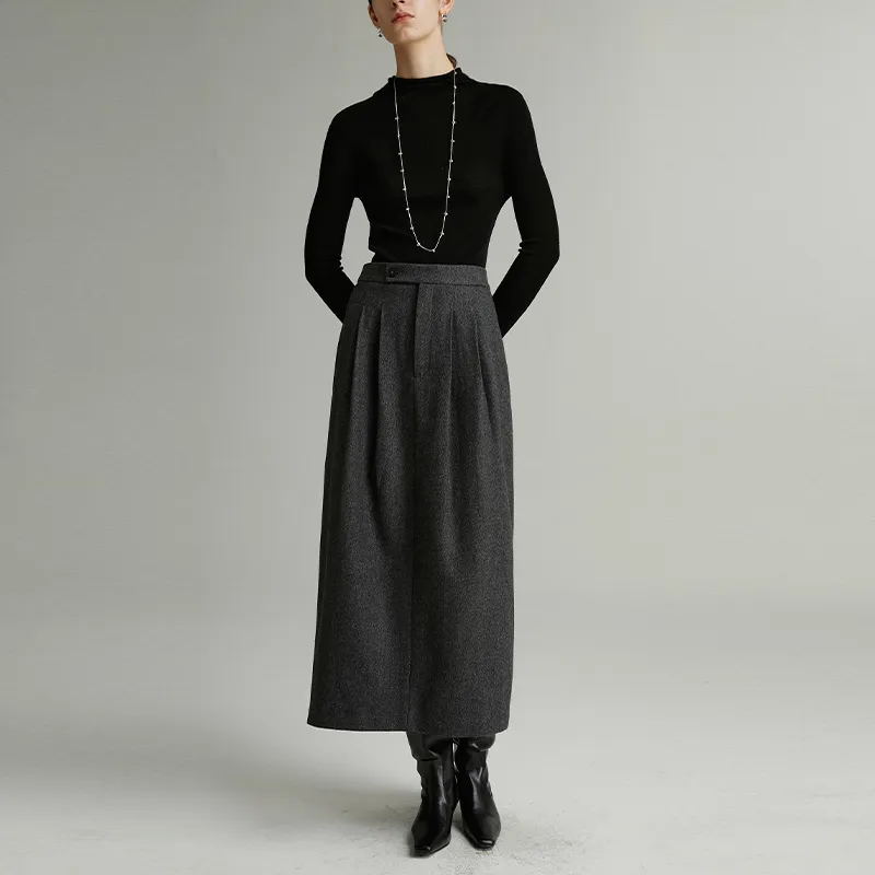 VERA VEINS Casual Long Skirts Women's Silver Filigree Ash-1