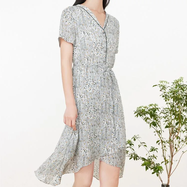 JZ Juzui Short-Sleeved Dresses Women's Floral Light Green-1