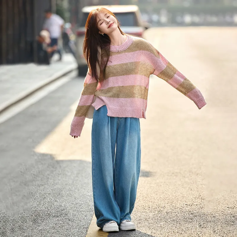 Mt Knitwear Women's Pink Stripes-1