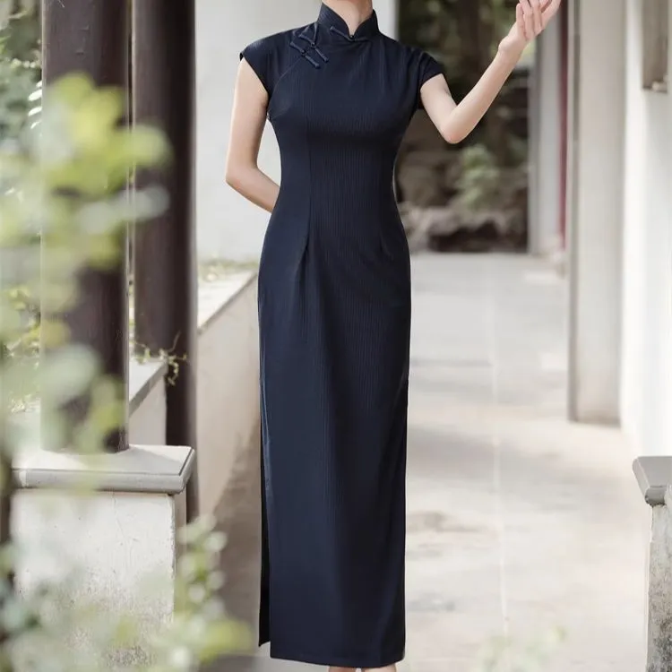Red Colored Clothes Cheongsam Women's Black-1