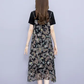 Cypress House Short Sleeved Dress Women's Black Top With Neroli Bottom