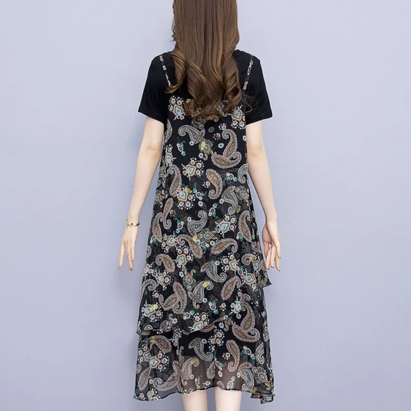 Cypress House Short Sleeved Dress Women's Black Top With Neroli Bottom-0