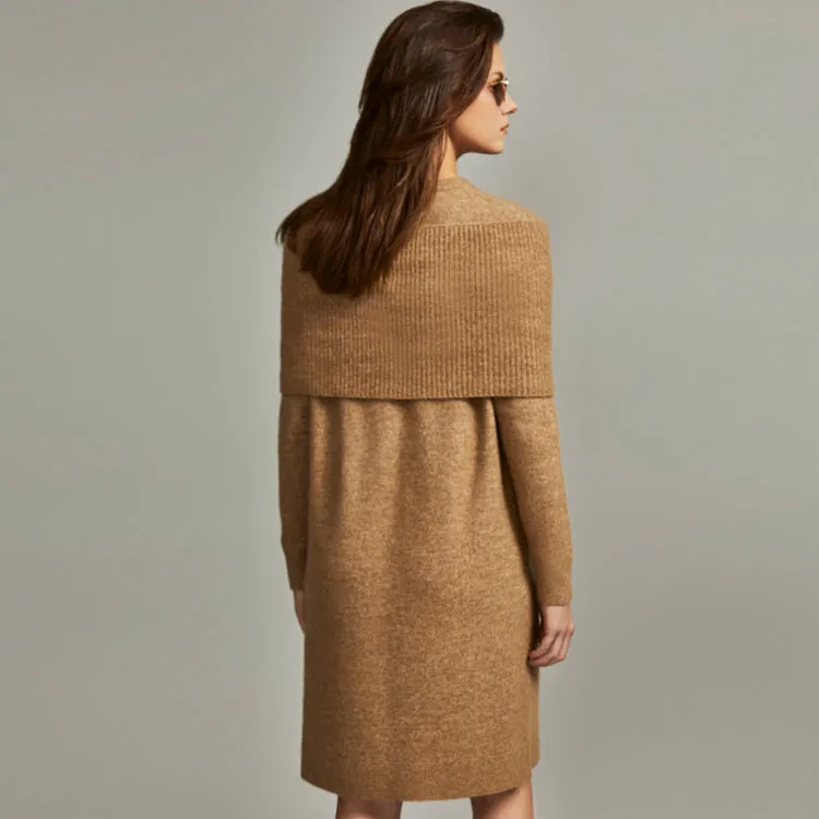 ELLE Long Sleeved Skirt Fall Women's Coffee-2