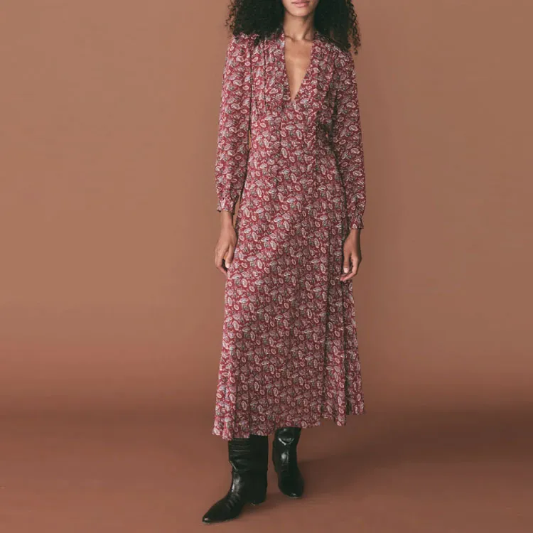 DOEN Long Sleeved Dresses Women's Pomegranate Tree Rose-1