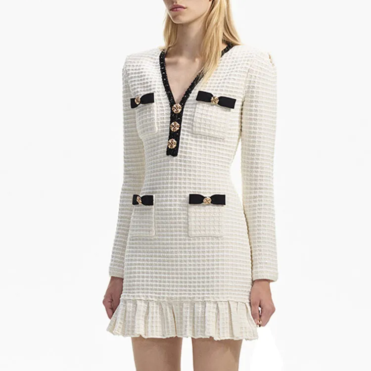Self portrait Long Sleeved Dresses Women's Ivory White-1