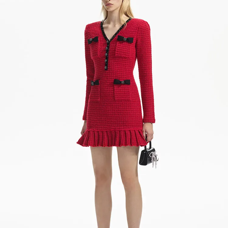 Self portrait Long Sleeved Dresses Women's Burgundy-3