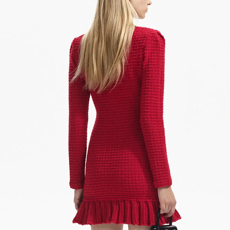 Self portrait Long Sleeved Dresses Women's Burgundy-2