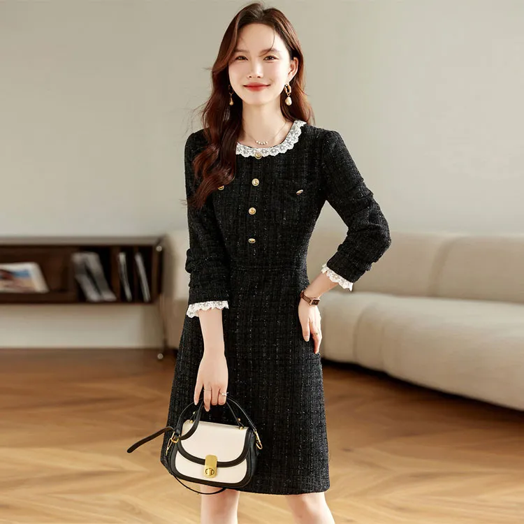 Still Quiet Long Sleeved Dress Women's Black-2