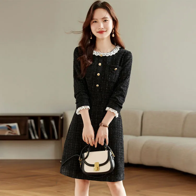 Still Quiet Long Sleeved Dress Women's Black-3